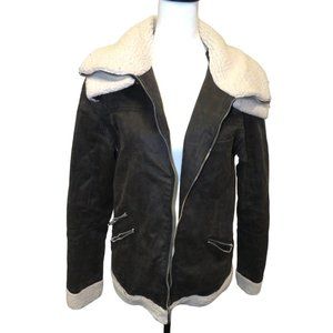 Somedays Lovin' 100% Cotton Removable Collar Grey Bomber Jacket Size S